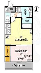 GRAMM西伊達 1LDKの間取図画像