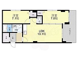 エバー・グリーン宇治 2LDKの間取図画像