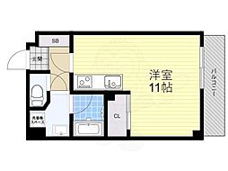 エバー・グリーン六地蔵駅前 ワンルームの間取図画像