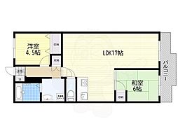 ユニ宇治マンション5号館 2LDKの間取図画像