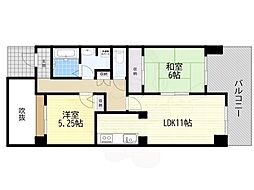 宇治黄檗パーク・ホームズ 2LDKの間取図画像