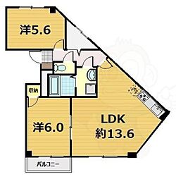 シャン・デ・リ 2LDKの間取図画像
