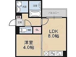 パークハウス桂川 1LDKの間取図画像
