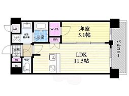CRYSTALGLANZ京都西大路 1LDKの間取図画像