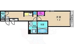 ヒュッゲ 1Kの間取図画像
