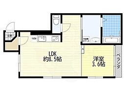 ハーモニーテラス深草下川原町2 1LDKの間取図画像