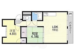 コーポ桃山 2LDKの間取図画像