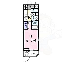 サコスタークレール 1Kの間取図画像