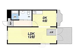 フローラ洛水 1DKの間取図画像