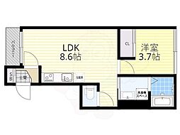 ハーモニーテラス祐 1LDKの間取図画像