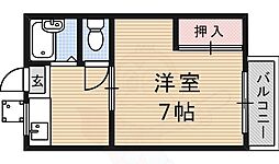 コスモハイツホクユー 1DKの間取図画像