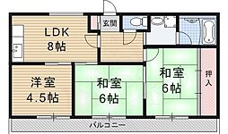 エクセレント墨染 3LDKの間取図画像