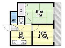 ハイツ東山 2DKの間取図画像