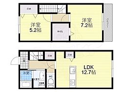 カサデフローラ淀 2LDKの間取図画像