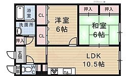 コンフォール・パオ 2LDKの間取図画像
