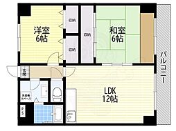 グランドール桂川畔 2LDKの間取図画像