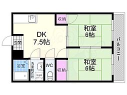 シャロム吉祥院 2DKの間取図画像