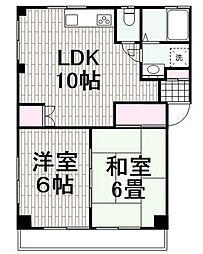 シティーハイム 2階2LDKの間取り