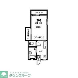 ヴィレッジ・シダー 2階1Kの間取り