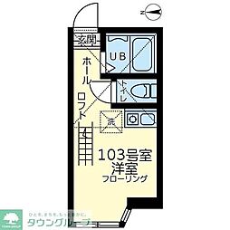 ユナイト小田ドヌーオペラ 103 1階ワンルームの間取り