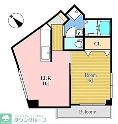 本町ロータリーマンション 5階1LDKの間取り