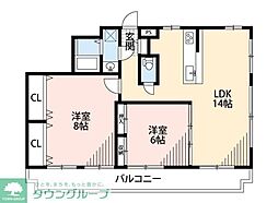 グリーンコート 2階1SKの間取り