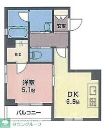 フェリスハウス川崎 3階1DKの間取り
