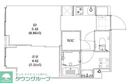 エキューム川崎 7階1LDKの間取り