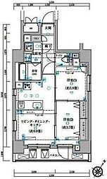 ゼクシア川崎 3階2LDKの間取り