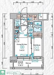 エスティメゾン川崎ウエスト 2階1DKの間取り