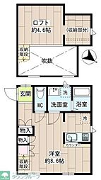 プリマボヌール 1階ワンルームの間取り