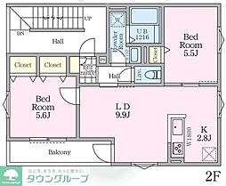 Ｅｖｅｒ　ｇｒｅｅｎ　ｐｌａｃｅII 201 2階2LDKの間取り