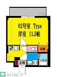 b'CASA川崎大師noi 1Kの間取図画像