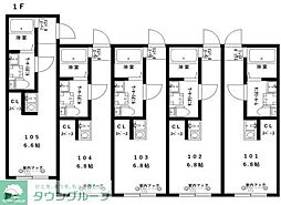 横浜市神奈川区大口通アパート ワンルームの間取図画像