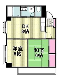カーメルプラザ21 2DKの間取図画像