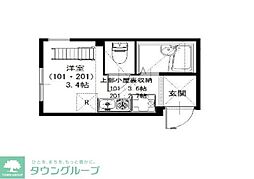 プライムテラス小島新田 ワンルームの間取図画像