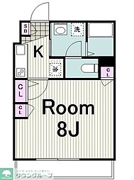 カーサつきわ 1Kの間取図画像