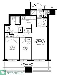 ラゾーナ川崎レジデンスT棟セントラルタワー 2LDKの間取図画像