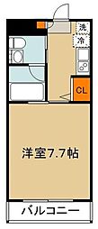 クレールコート 1Kの間取図画像