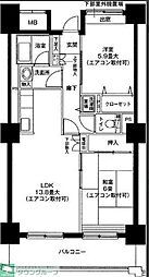 鶴見イーストリバー 2LDKの間取図画像