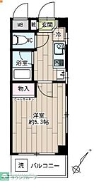 アビタシオンエトワール ワンルームの間取図画像
