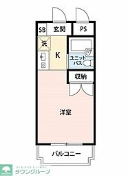 スカイコート川崎4 ワンルームの間取図画像
