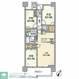 プラウドシティ新川崎 3LDKの間取図画像