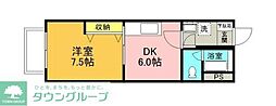 フジビュー矢向 1DKの間取図画像