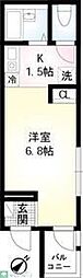 エルム生麦A棟 1Kの間取図画像