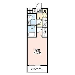 シュスラン横浜鶴見 1Kの間取図画像