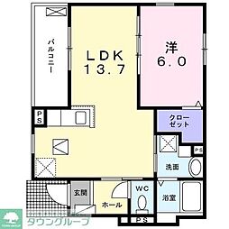 クレールメゾン 1LDKの間取図画像