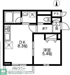 ルソイル 1DKの間取図画像