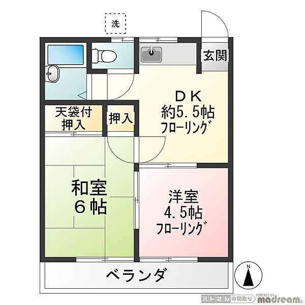 東京都調布市飛田給１丁目(賃貸アパート2DK・1階・32.95㎡)の写真 その2