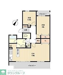 JR東北本線 土呂駅 徒歩7分の賃貸マンション 4階2LDKの間取り